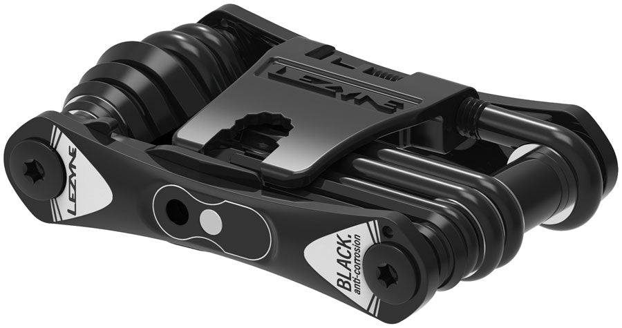 Lezyne RAP II 6 Multi Tool in black, folded compact view from angled perspective