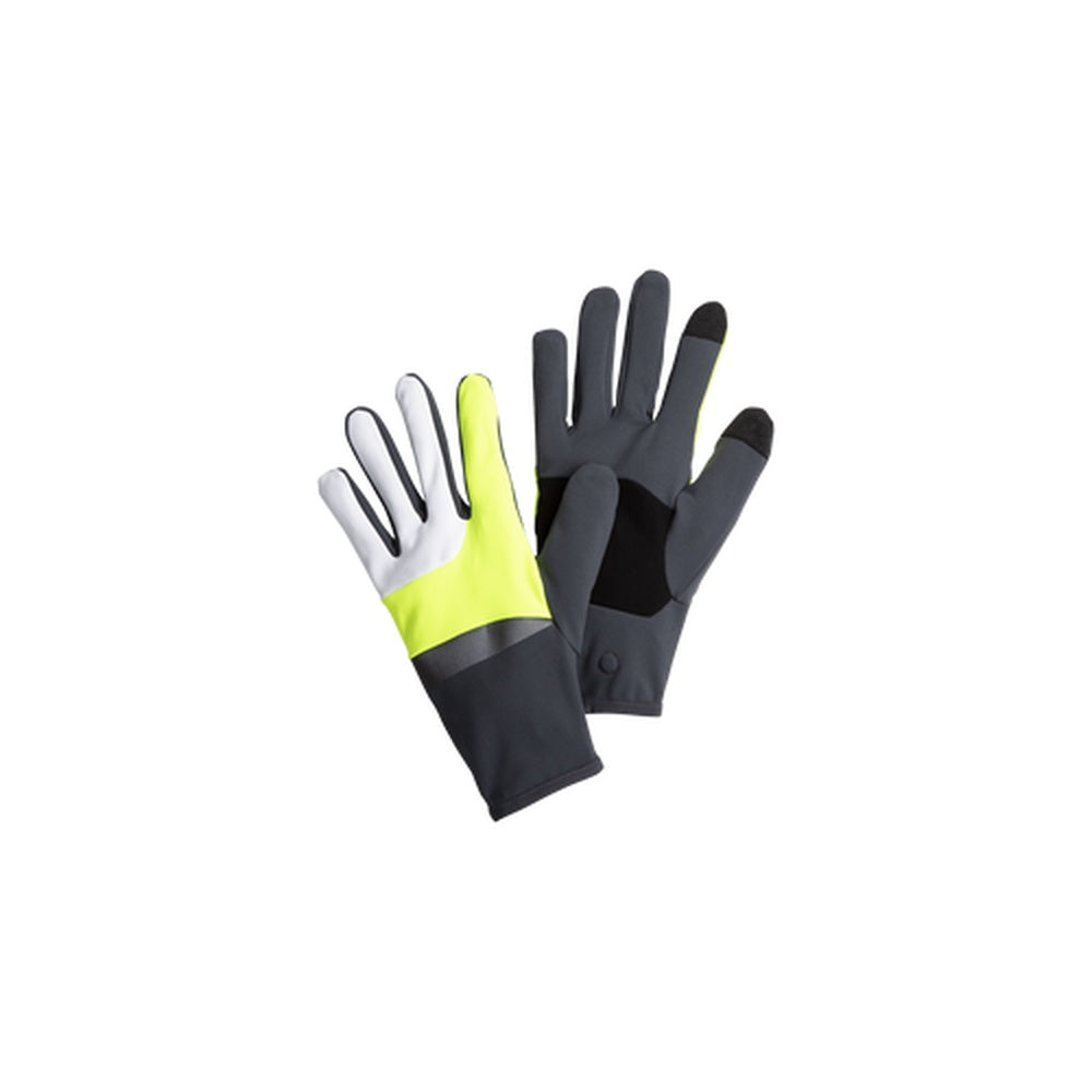 Brooks Fusion Midweight running gloves in asphalt, neon yellow, and white colorway