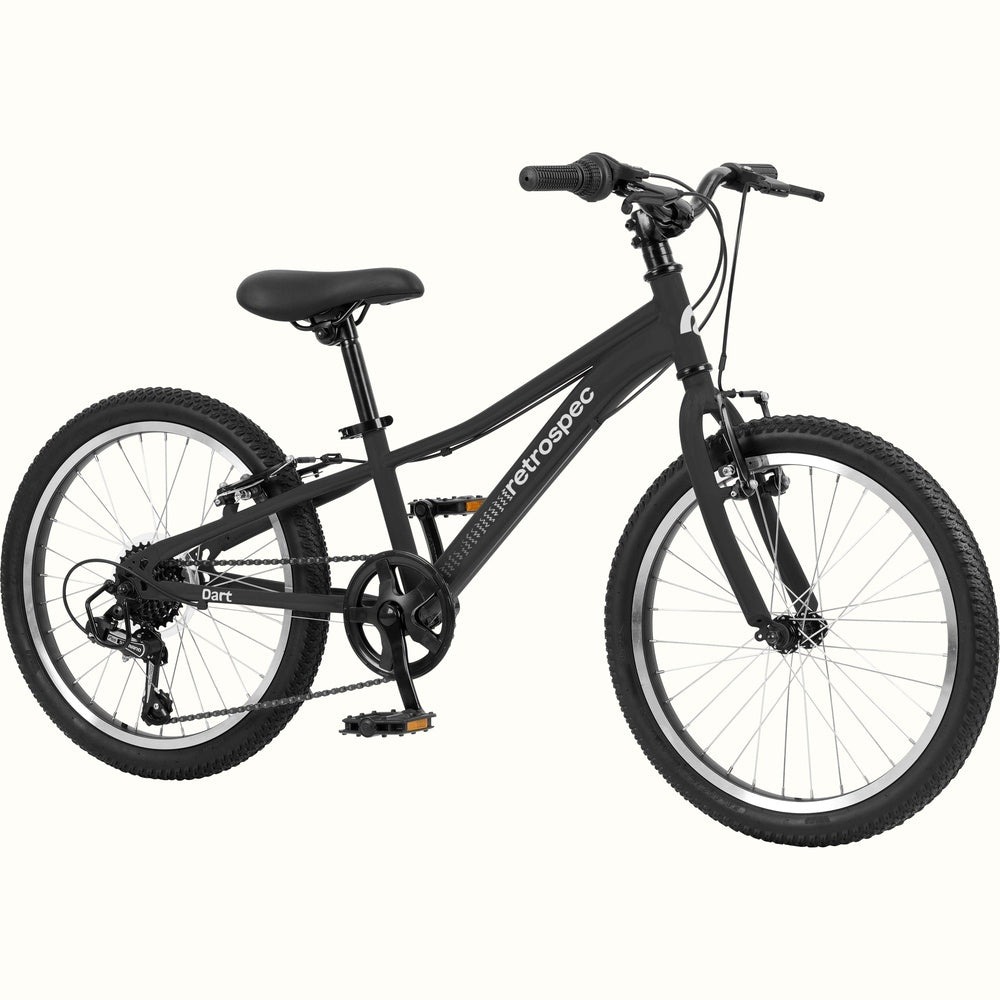 Retrospec Dart 20-inch matte black kids mountain bike with 7-speed gearing