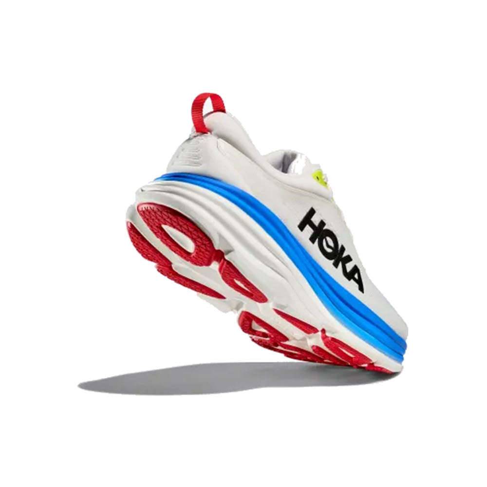 HOKA Bondi 8 men's running shoe in white and blue colorway
