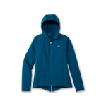 Brooks Canopy Women's hooded running jacket in Ocean Drive teal blue color
