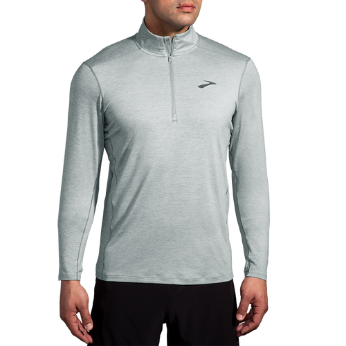 Brooks Dash 1/2 Zip 2.0 men's long sleeve running top in HTR Stone