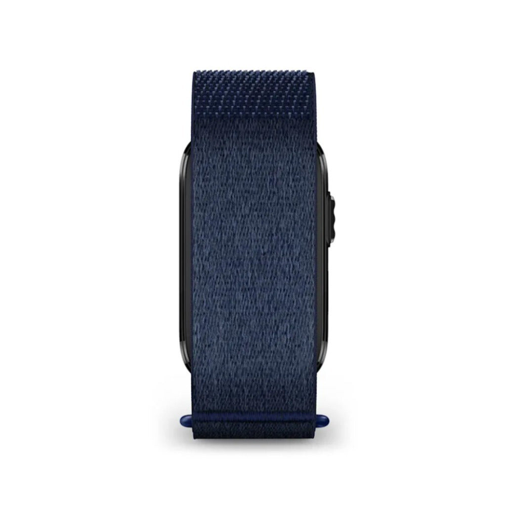 Garmin CIRQA Smart Band in Captain Blue nylon loop strap, side profile view