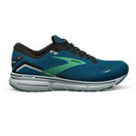 Brooks Ghost 15 men's running shoe in blue, black and green colorway