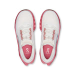 On Cloudmonster 3 running shoes in ivory and camellia pink, top-down view