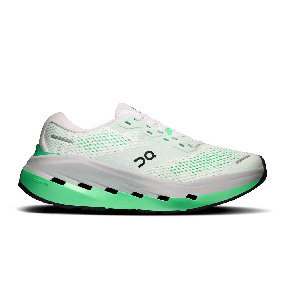 On Cloudrunner 3 Max running shoe in white and verdite green, lateral view