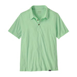 Patagonia men's light green essential polo shirt with collar and button placket