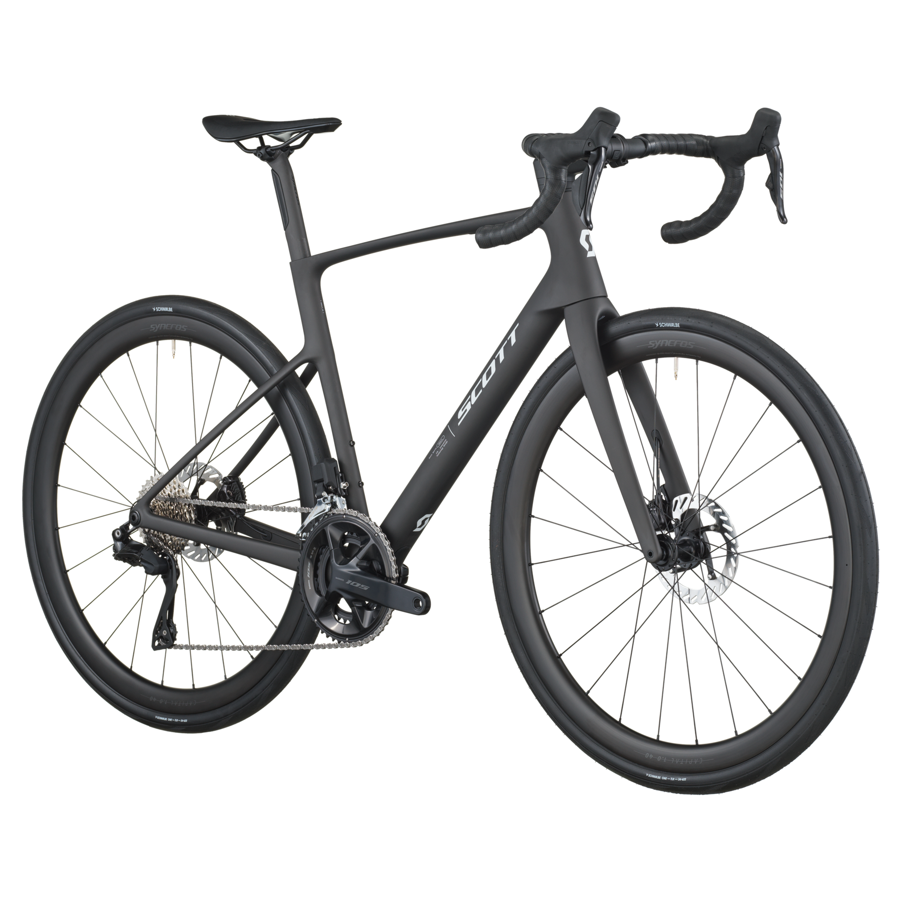 Scott Addict 30 road bike in matte grey with aerodynamic frame and drop handlebars