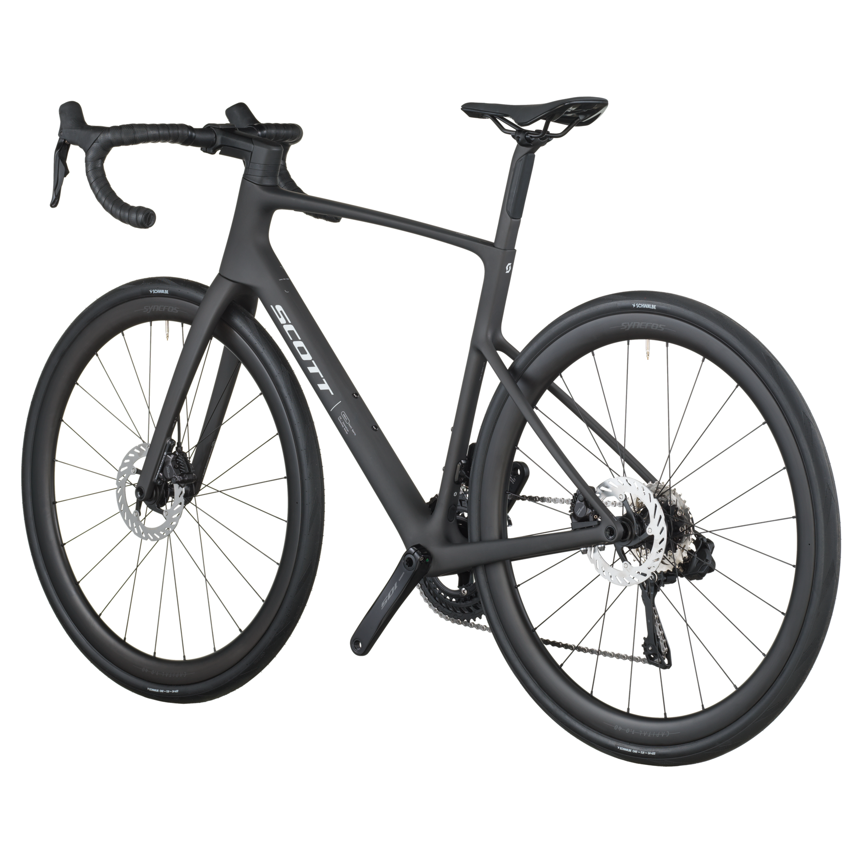 Scott Addict 30 road bike in matte grey with drop handlebars and disc brakes