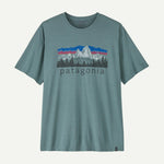 Patagonia Capilene Cool Daily Shirt in light blue sage with Fitz Roy Foothills mountain graphic