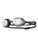 TYR Black Ops 140EV racing goggles with mirrored smoke lenses and black strap