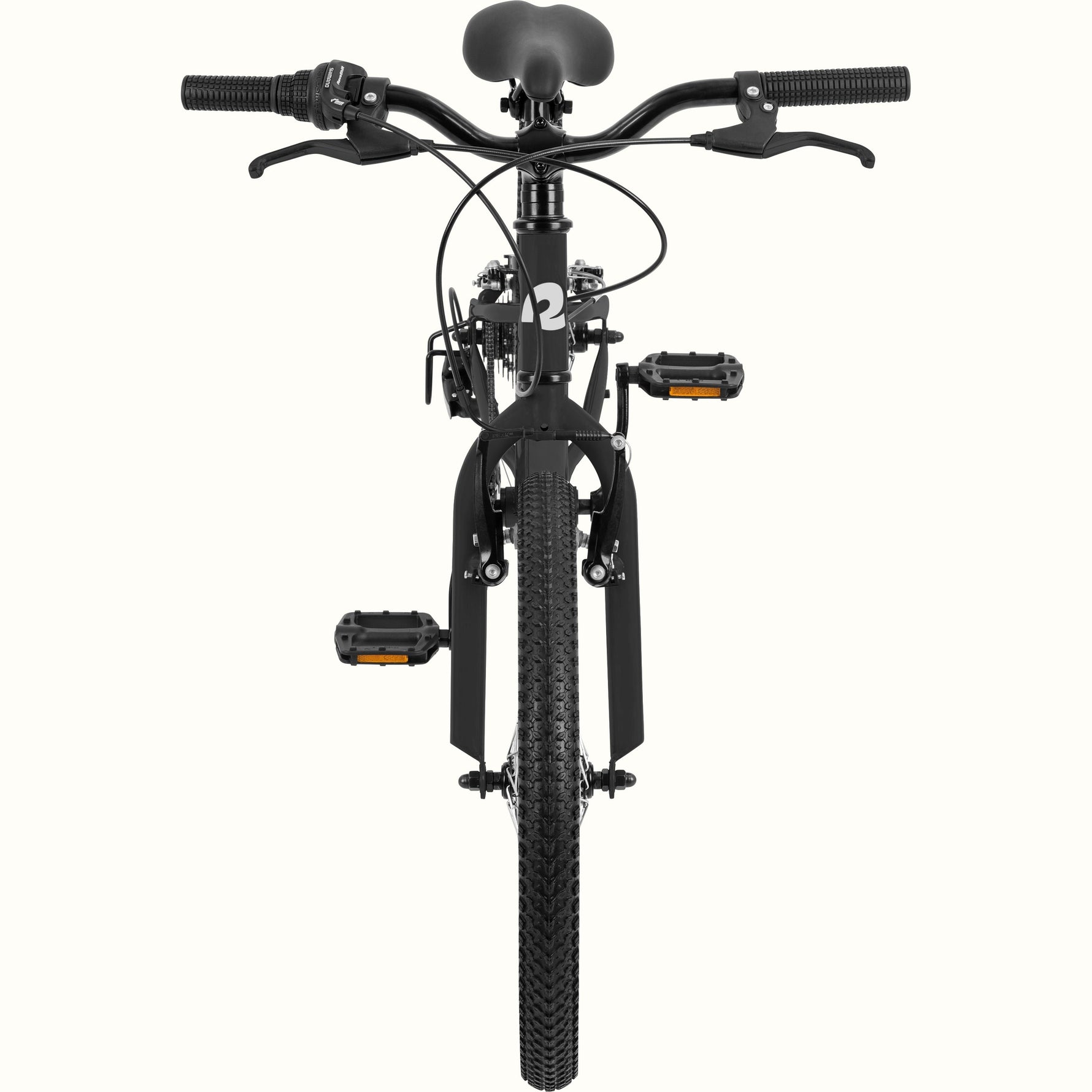 Retrospec Dart 20-inch kids mountain bike in matte black, front view