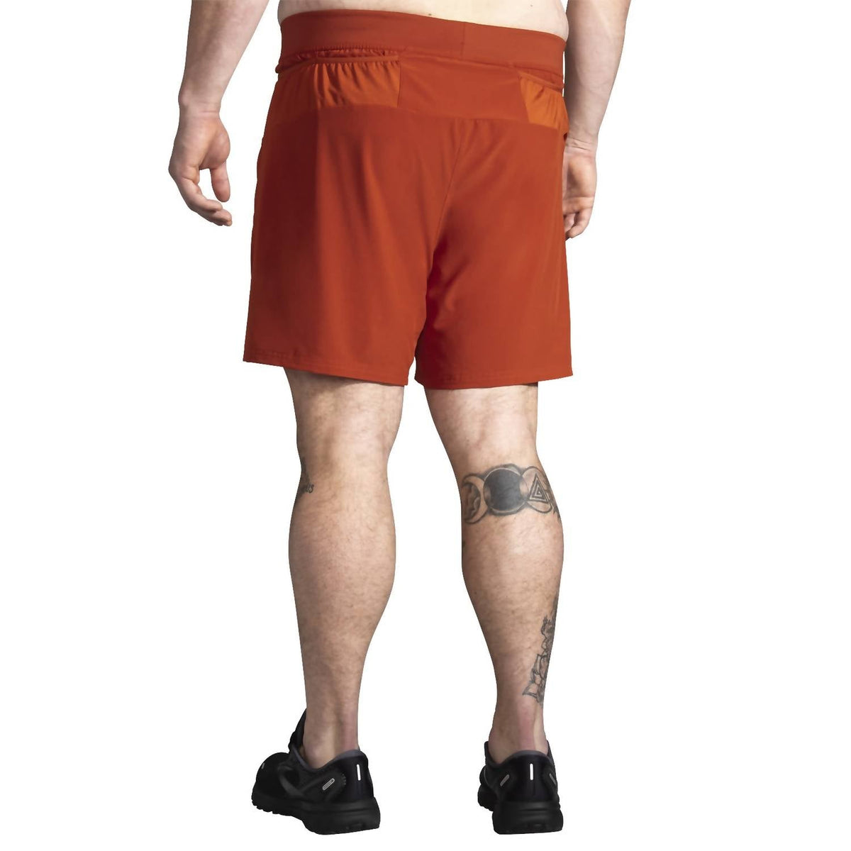 Brooks Sherpa 7-inch 2-in-1 men's running shorts in Red Clay, rear view