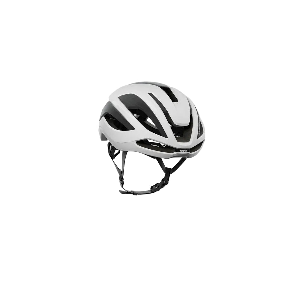 KASK Elemento white and silver cycling helmet with aerodynamic design and ventilation
