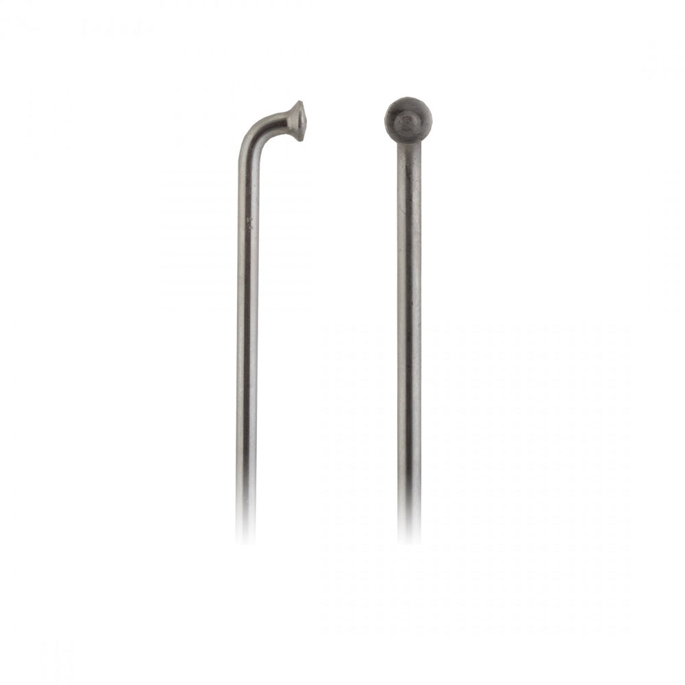 Sapim Leader 13g stainless steel bicycle spokes shown with J-bend and straight pull ends