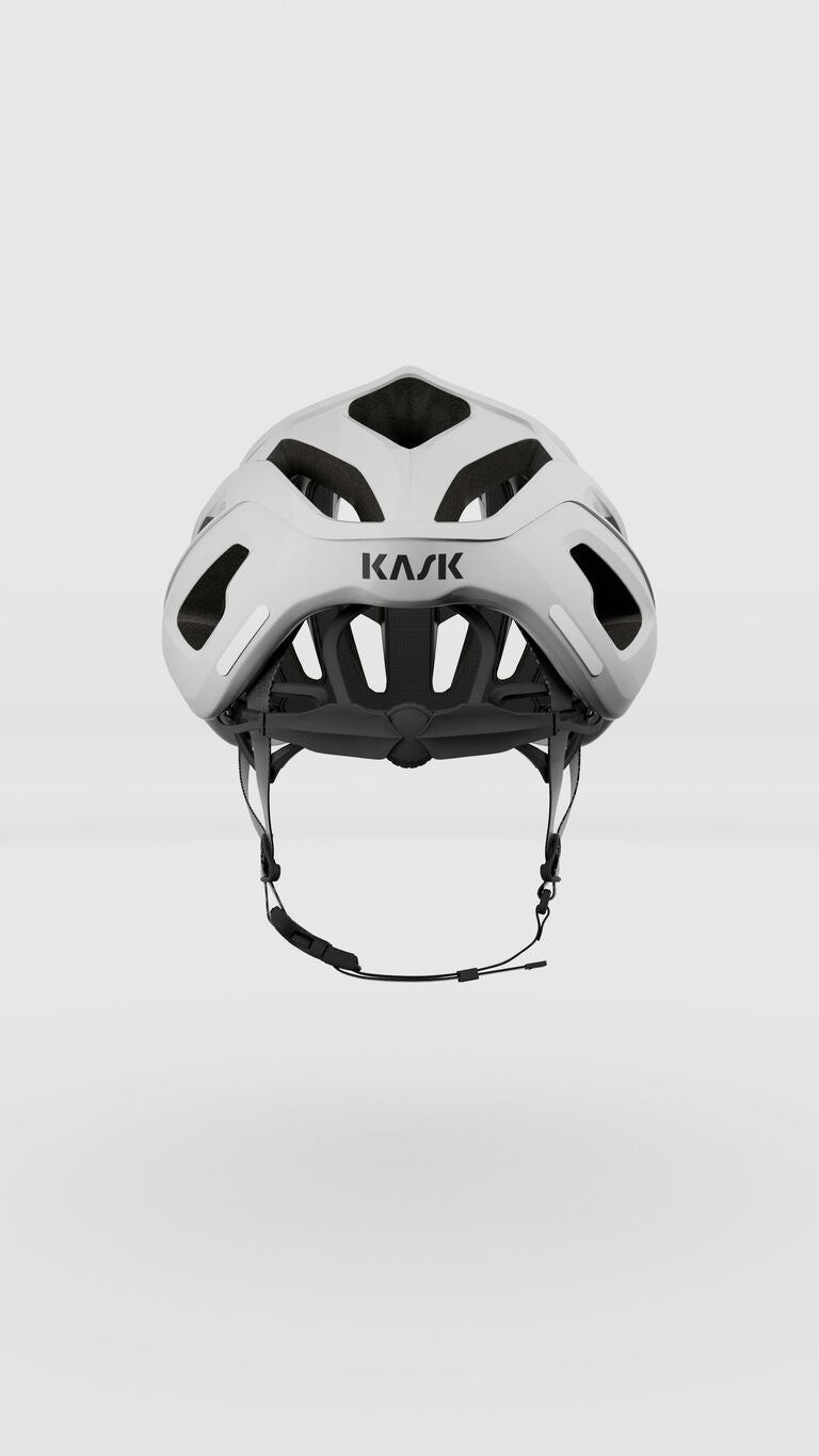 Kask Mojito Cubed grey cycling helmet shown from back angle with adjustment system visible