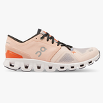 On Cloud X 3 women's running shoe in rose and sand colorway