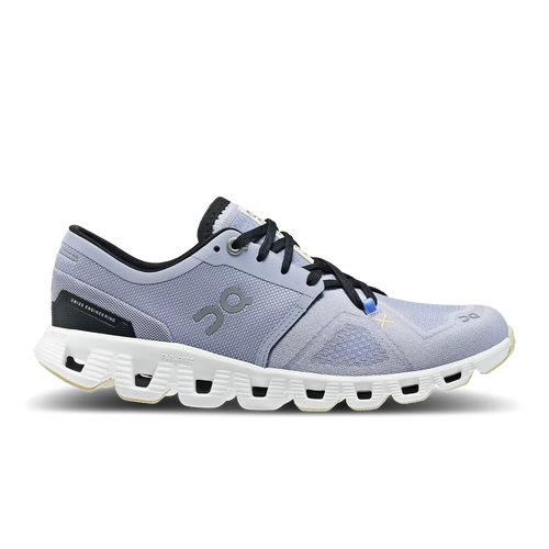 On Cloud X 3 women's running shoe in nimbus blue and white colorway