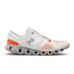 On Cloud X 3 women's running shoe in ivory and alloy with orange details