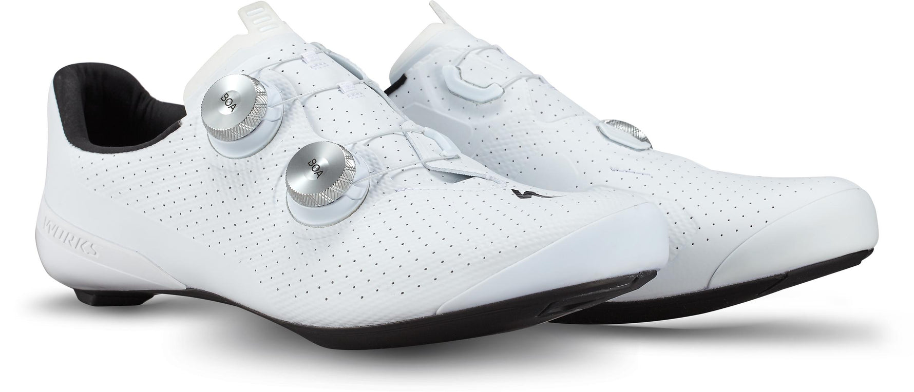 Specialized S-Works Torch cycling shoes in white with dual BOA dials
