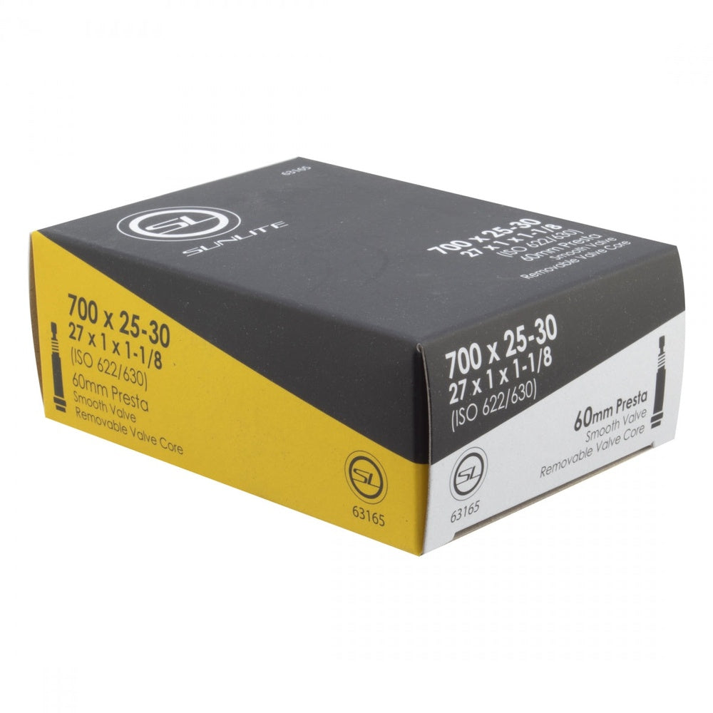 Sunlite 700x25-30 Presta 60mm smooth valve bicycle inner tube box packaging