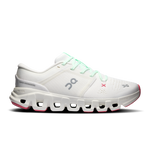 On Cloud X 5 women's running shoe in white ivory with mint green laces and pink accents