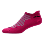 Brooks Glycerin Midweight unisex sock in pink, shown from opposite angle with gray stripes