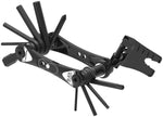 Lezyne RAP II 6 black multi-tool fully opened showing all hex keys and tools