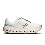 On Cloudsurfer Next men's running shoe in ivory with blue accent and cloud sole