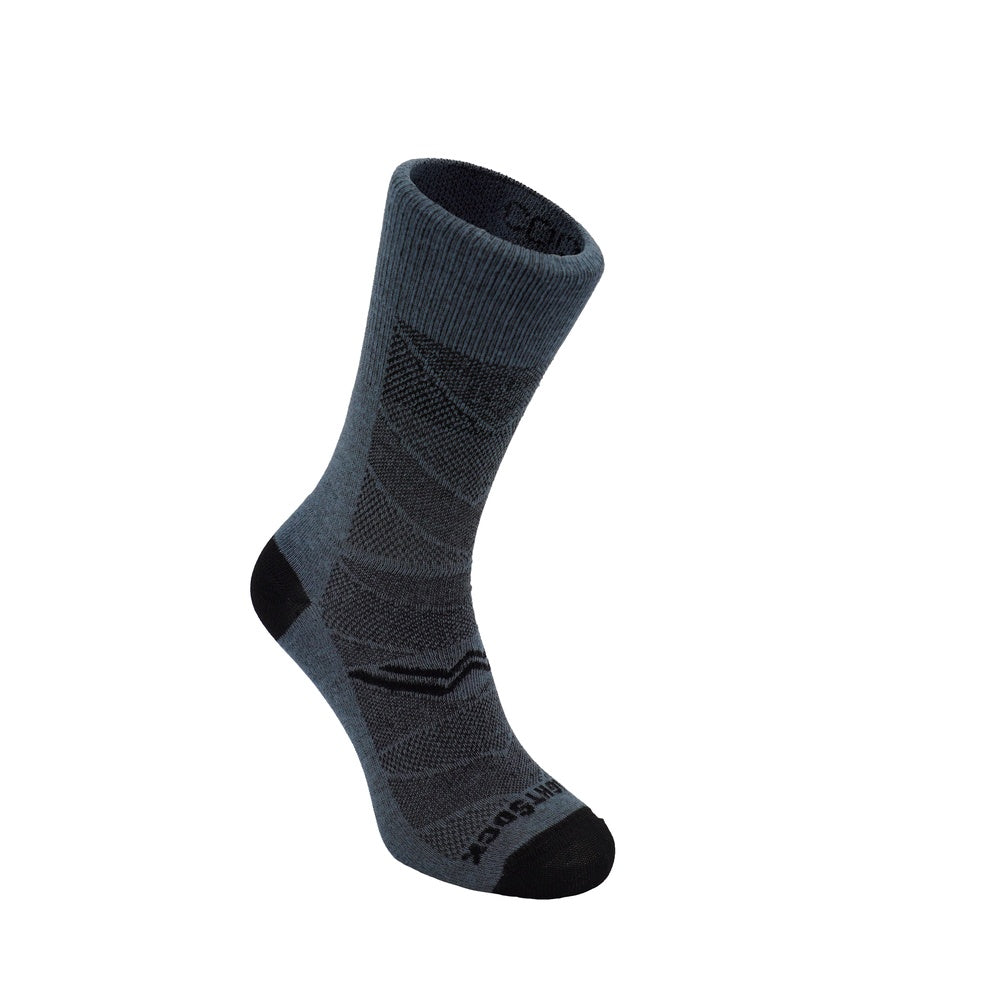 Wrightsock Coolmesh II Crew Anti-Blister Sock in pebble grey with black accents