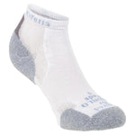 White Experia low cut athletic sock with gray heel and toe reinforcement
