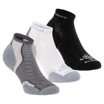 Experia Micro Mini low-cut running socks in grey, white, and black three-pack