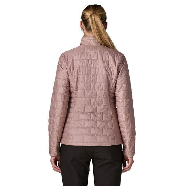 Patagonia Nano Puff Jacket in Stingray Mauve, rear view on female model