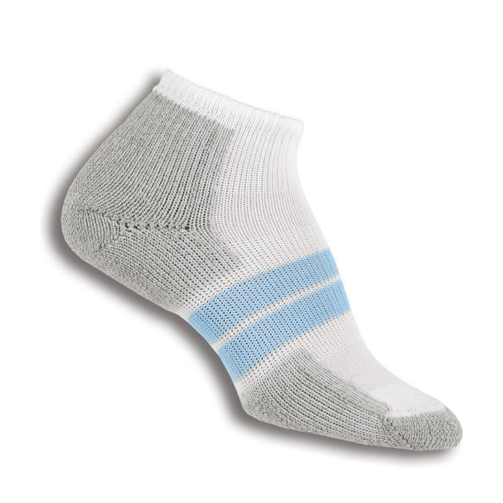 Thorlos 84Runner Micro Mini women's ankle sock in white with pale blue stripes