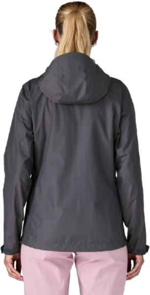 Patagonia Women's Torrentshell 3L Jacket in Smolder Blue, rear view on model