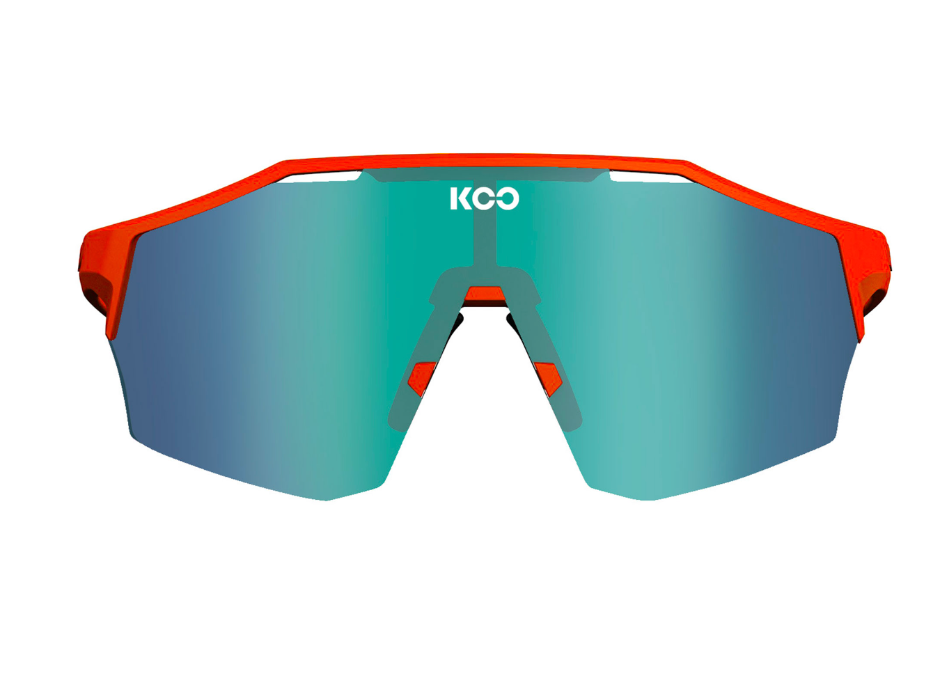 KOO Alibi cycling sunglasses with orange matt frame and mirrored lens