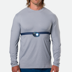 Nathan Luna Fire 400 RX LED chest light with sailor blue strap worn by runner