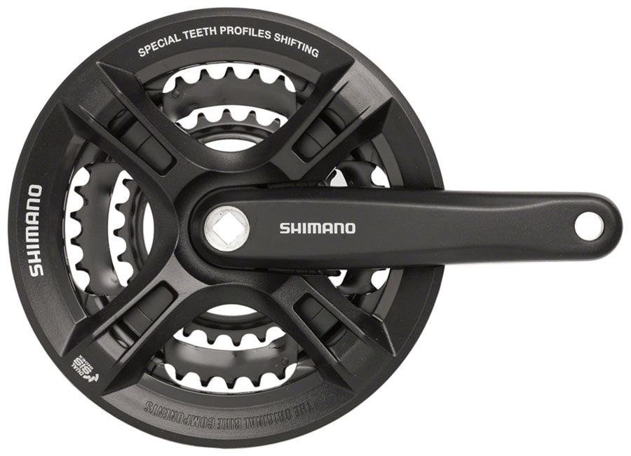 Shimano FC-M311-L triple chainring crankset in matte black with 170mm crank arm
