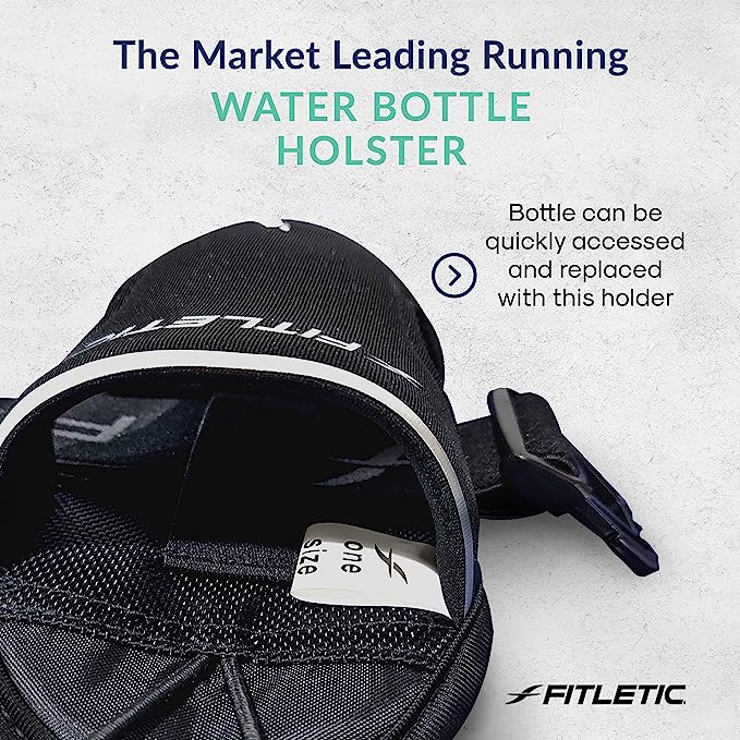Fitletic market leading running water bottle holster detail shot showing quick-access feature