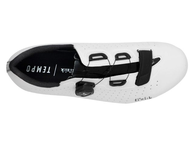 Fizik Tempo Overcurve R5 cycling shoe in white with black straps and interior