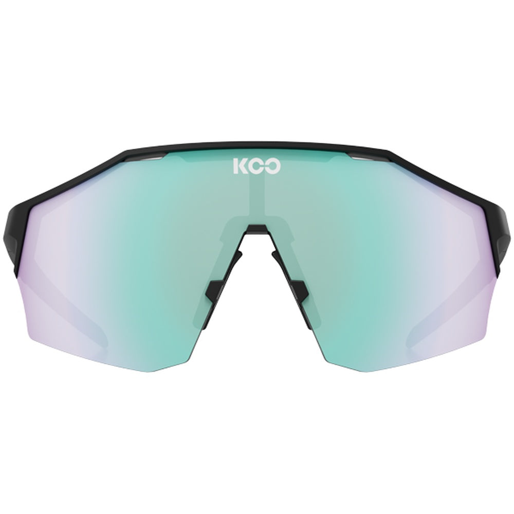 KOO Alibi Large sunglasses in black matte with iridescent green-purple lenses