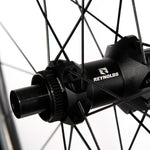 Close-up detail of Reynolds matte black rear hub with XDR driver body for AR41 wheel