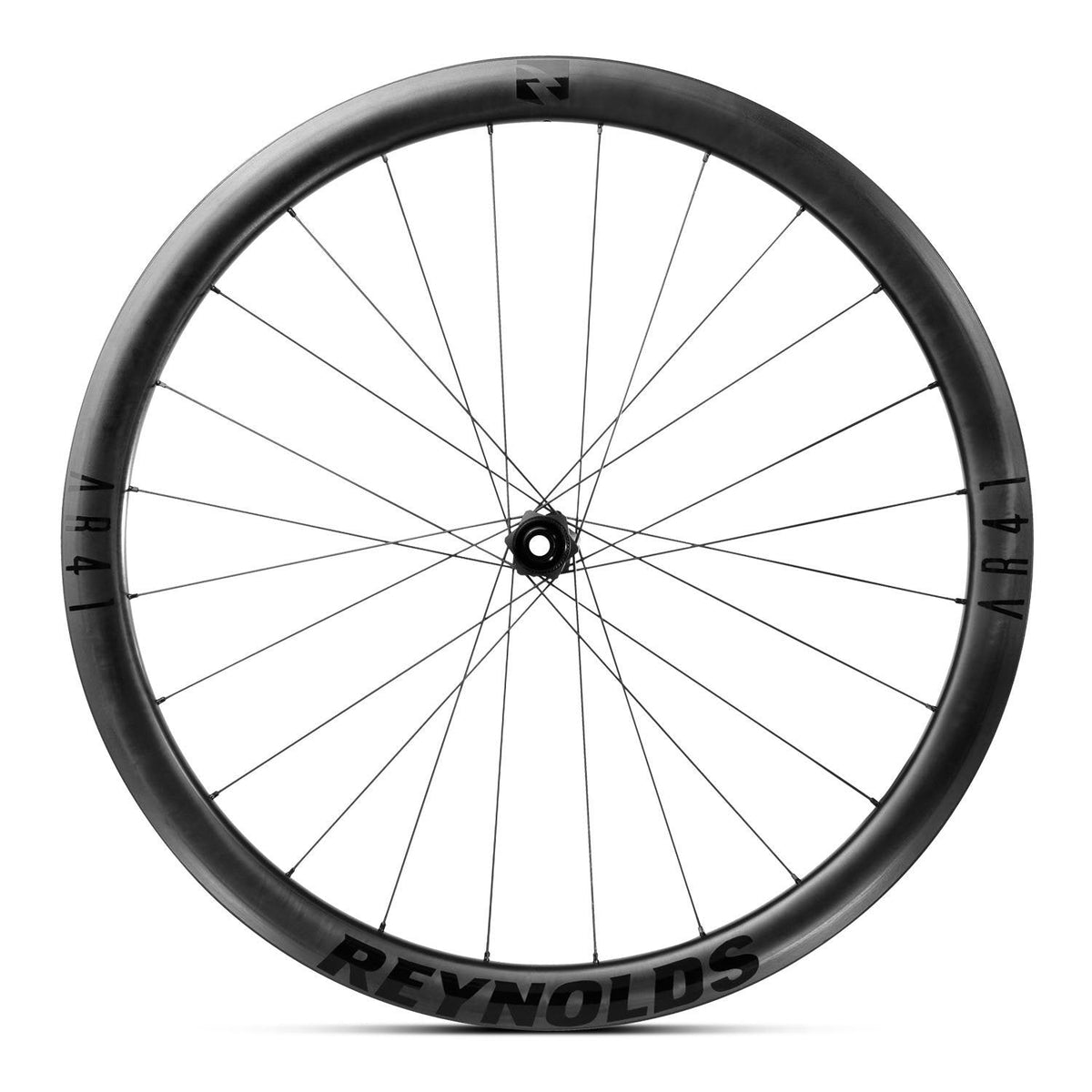 Reynolds AR41 carbon front wheel shown face-on against white background