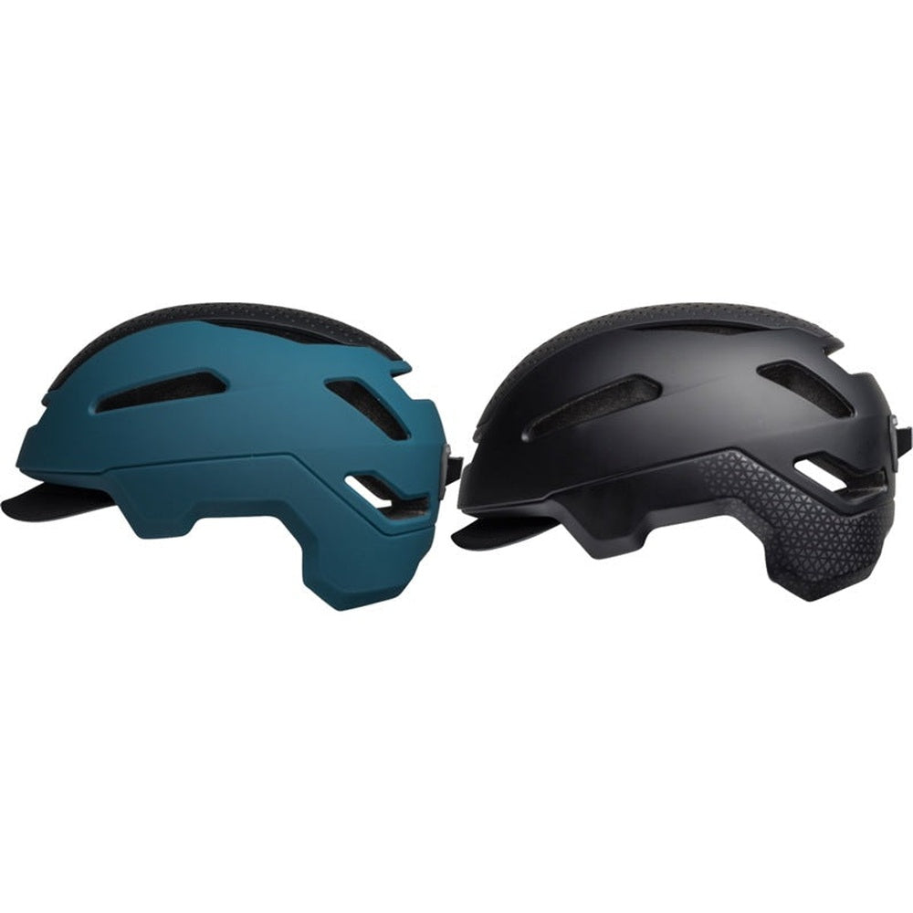 Bell Hub cycling helmet shown in teal and matte black colorways on white background