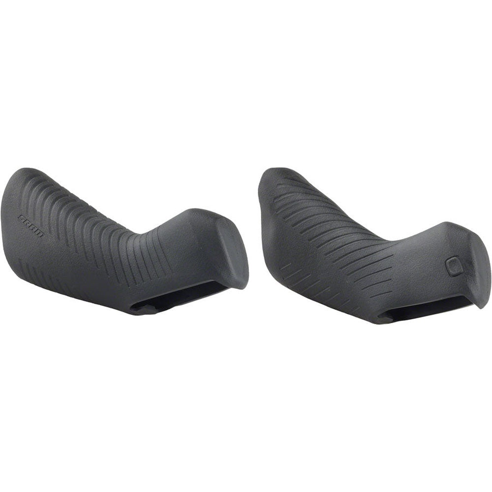 SRAM Red AXS E1 brake hood covers pair in black, shown from side angle