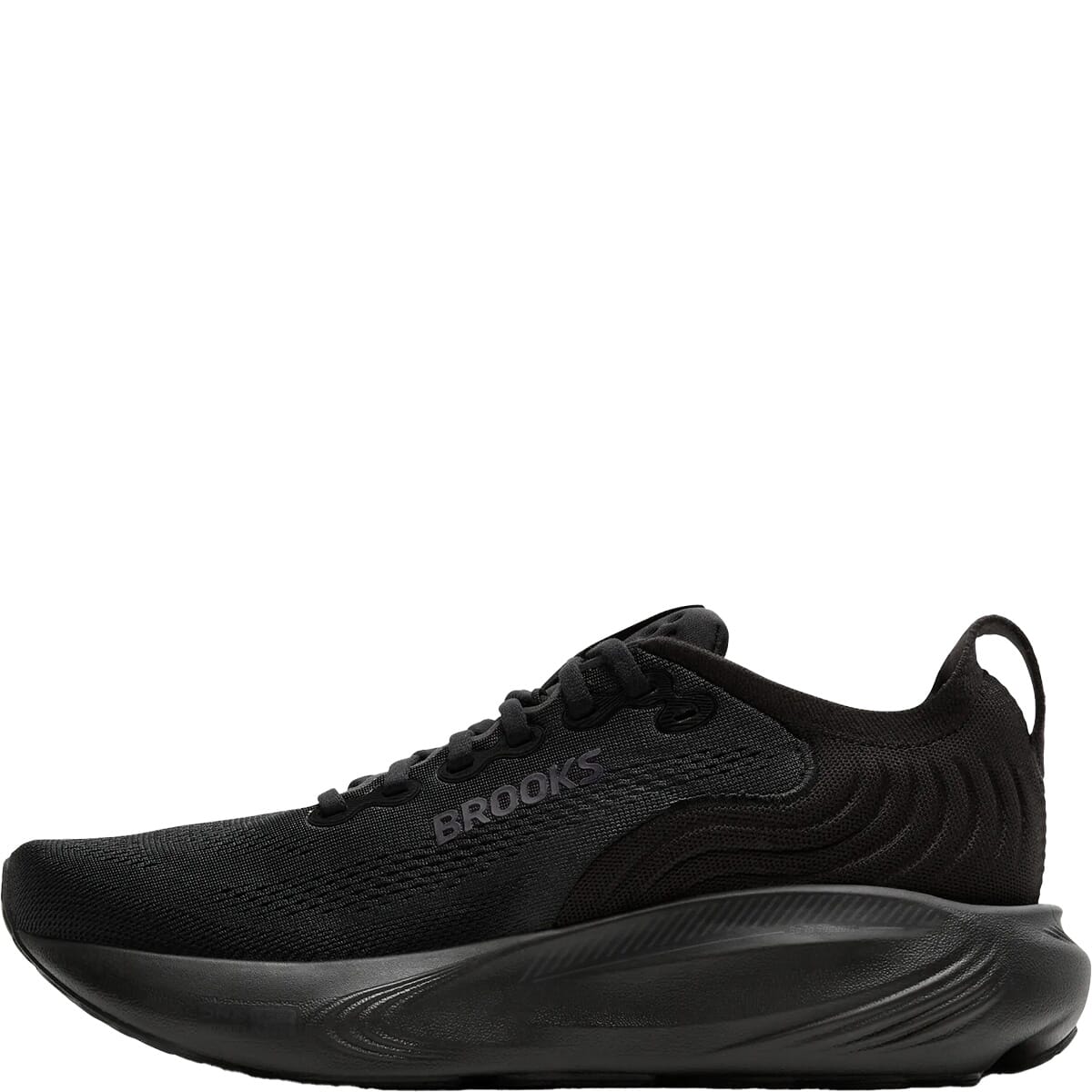 Brooks Adrenaline GTS 25 men's running shoe lateral side view in all-black colorway