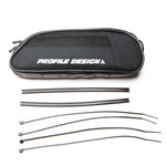 Profile Design Explorer Top Pack black bag shown with included mounting straps and cable ties accessories