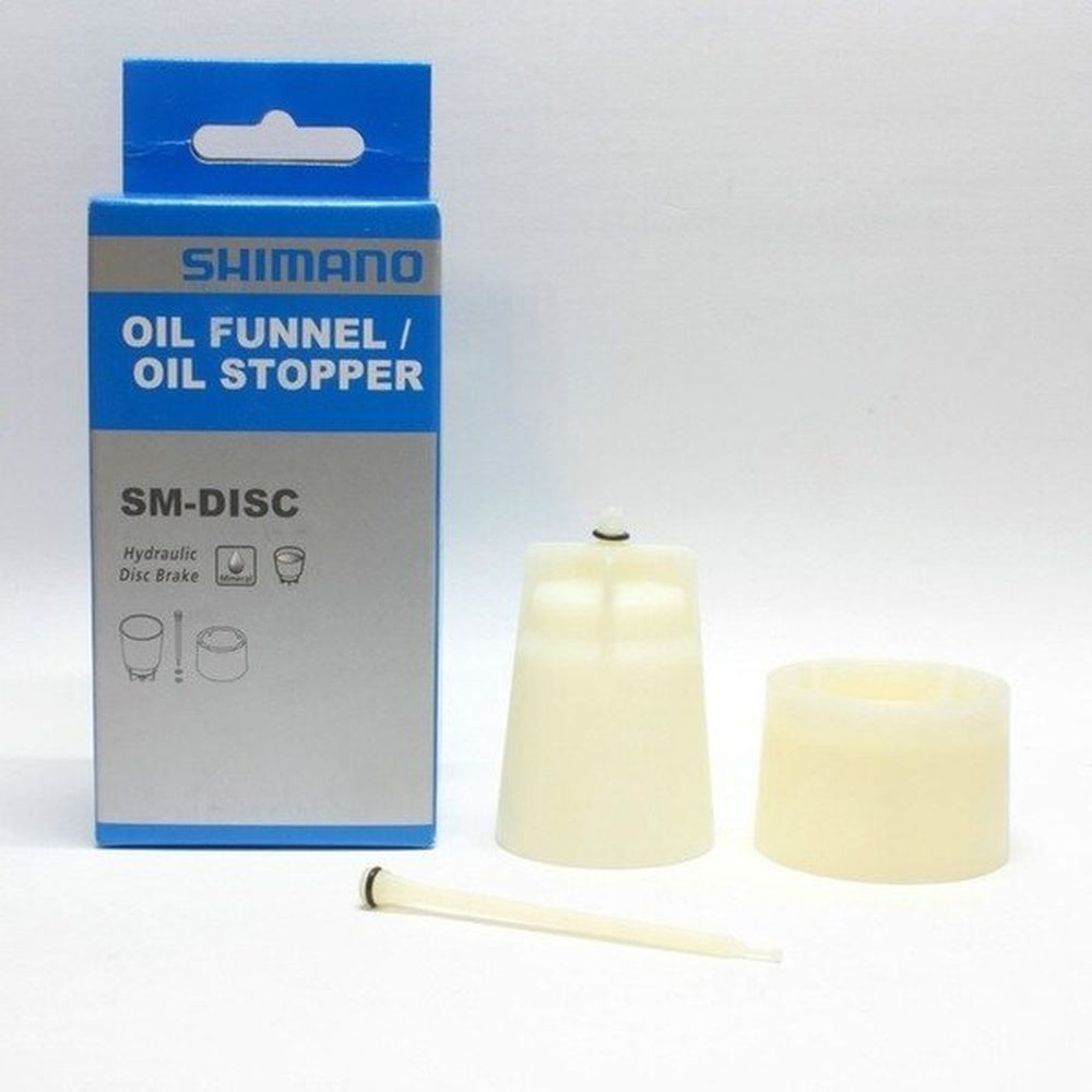Shimano SM-DISC hydraulic disc brake oil funnel and stopper kit with packaging