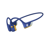 Shokz OpenRun Pro 2 bone conduction headphones in blue with gold accents