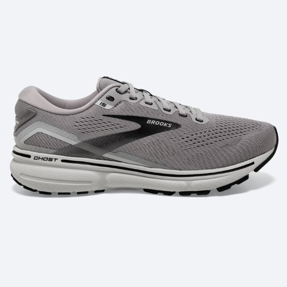 Brooks Ghost 15 men's running shoe in alloy grey and black colorway
